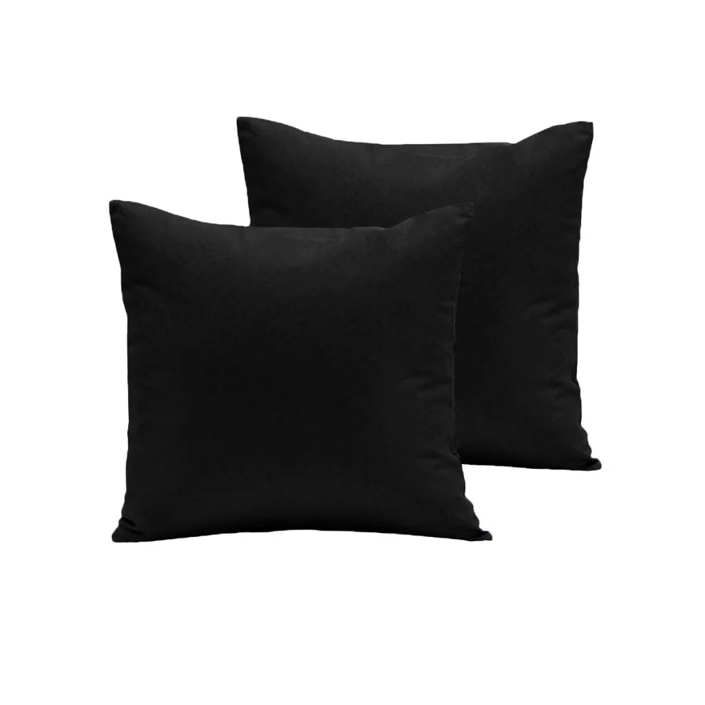 European Pillowcases Pair Polyester Cotton - Black - Home &