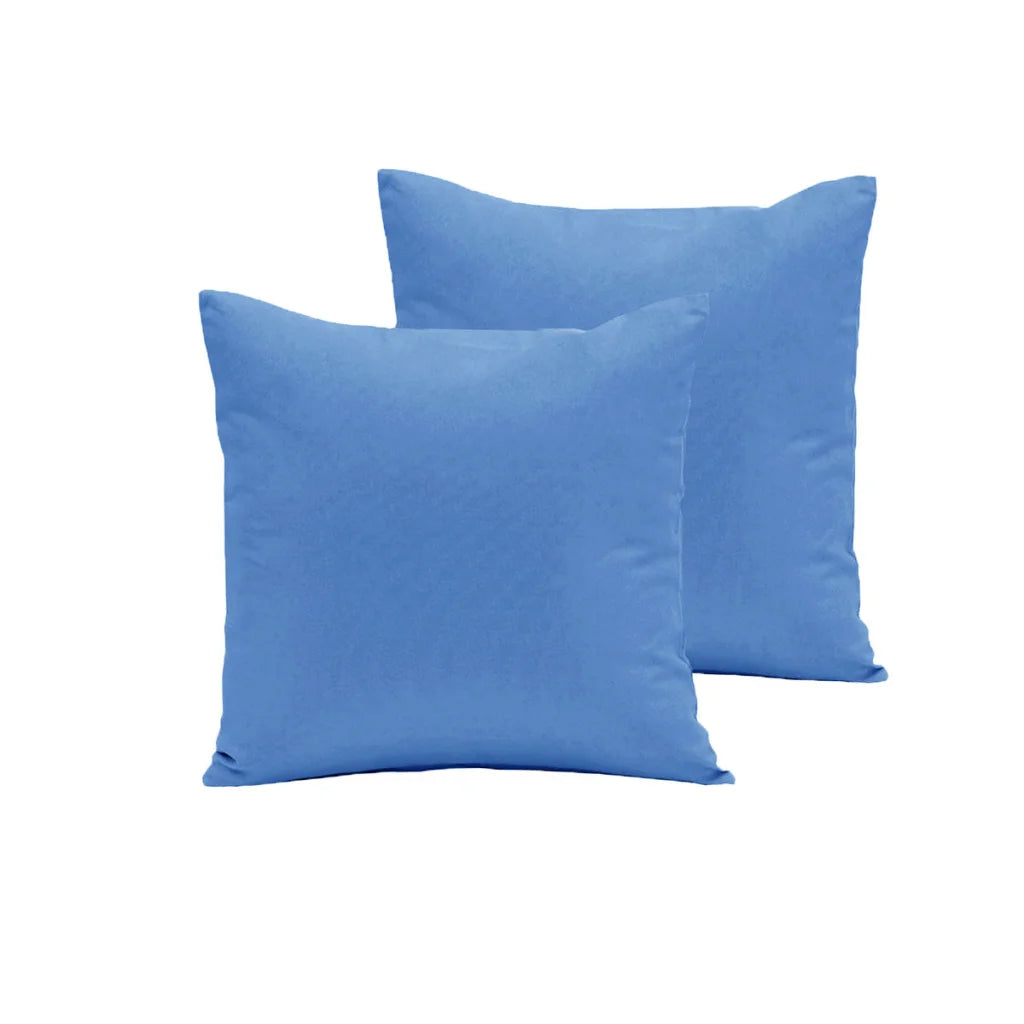 European Pillowcases Pair Polyester Cotton - Mid Blue