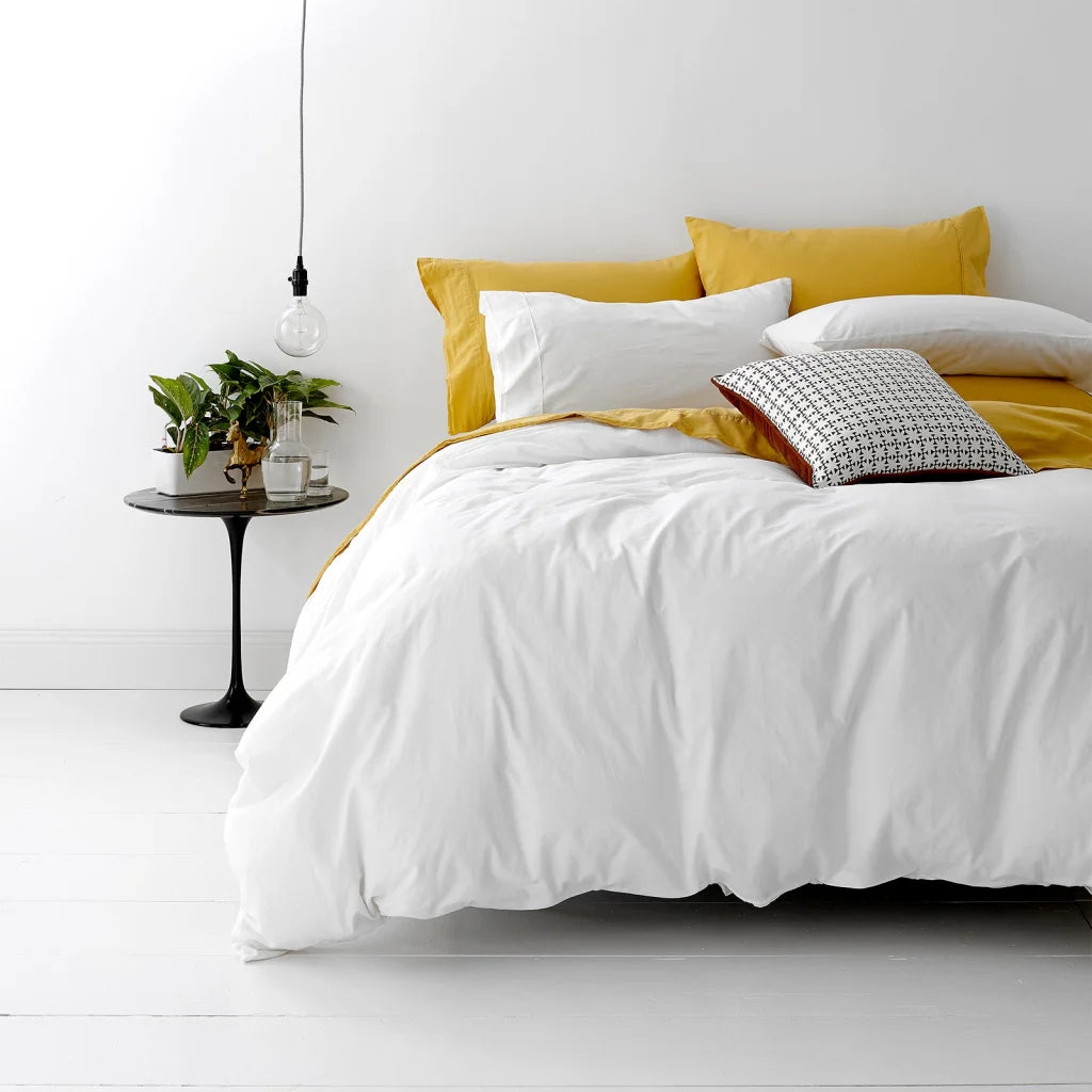 European Vintage Washed Cotton White Quilt Cover Set