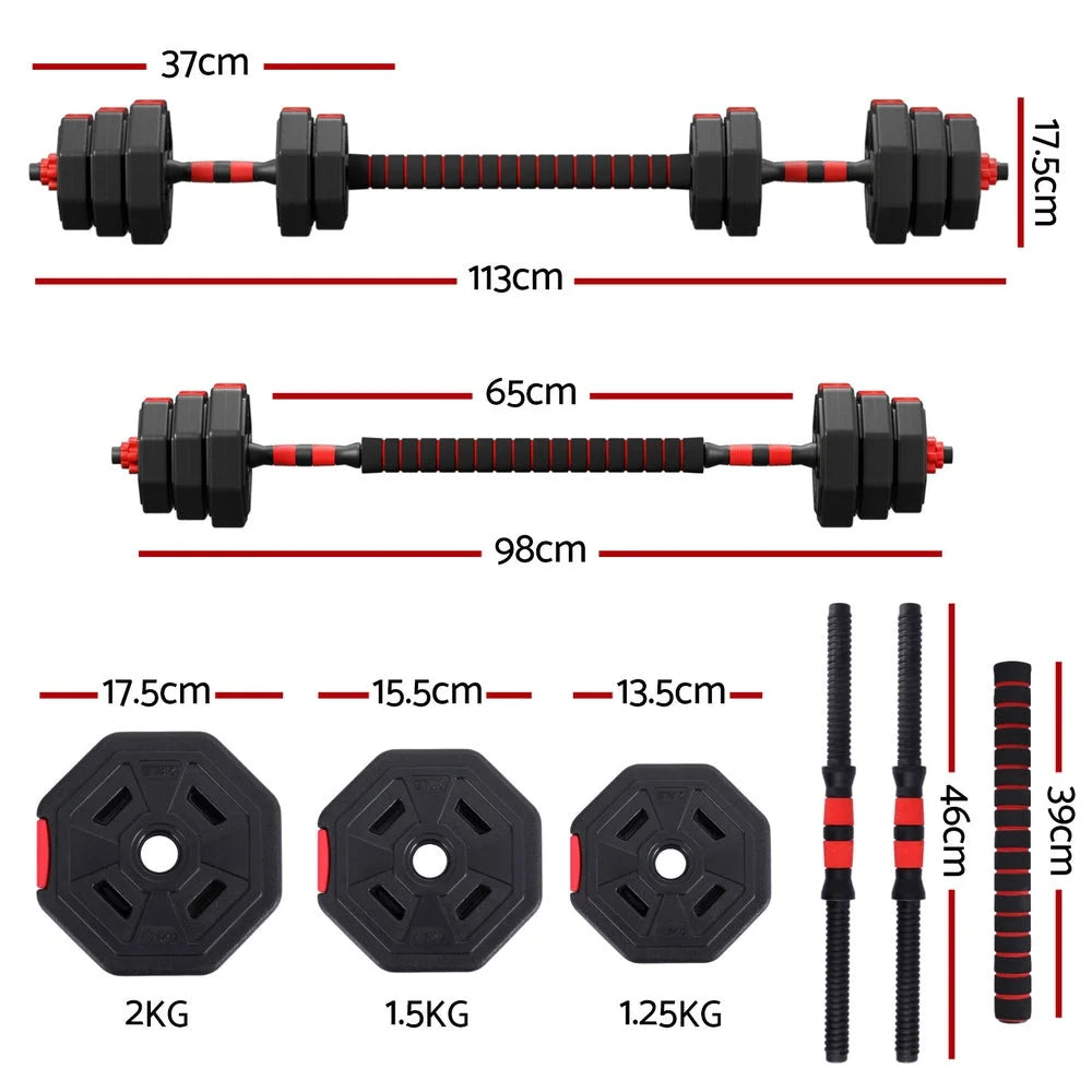 Everfit 20kg Adjustable Dumbbell Barbell Set Weight Plates