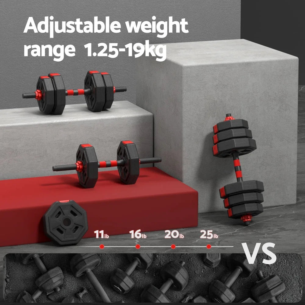 Everfit 20kg Adjustable Dumbbell Barbell Set Weight Plates