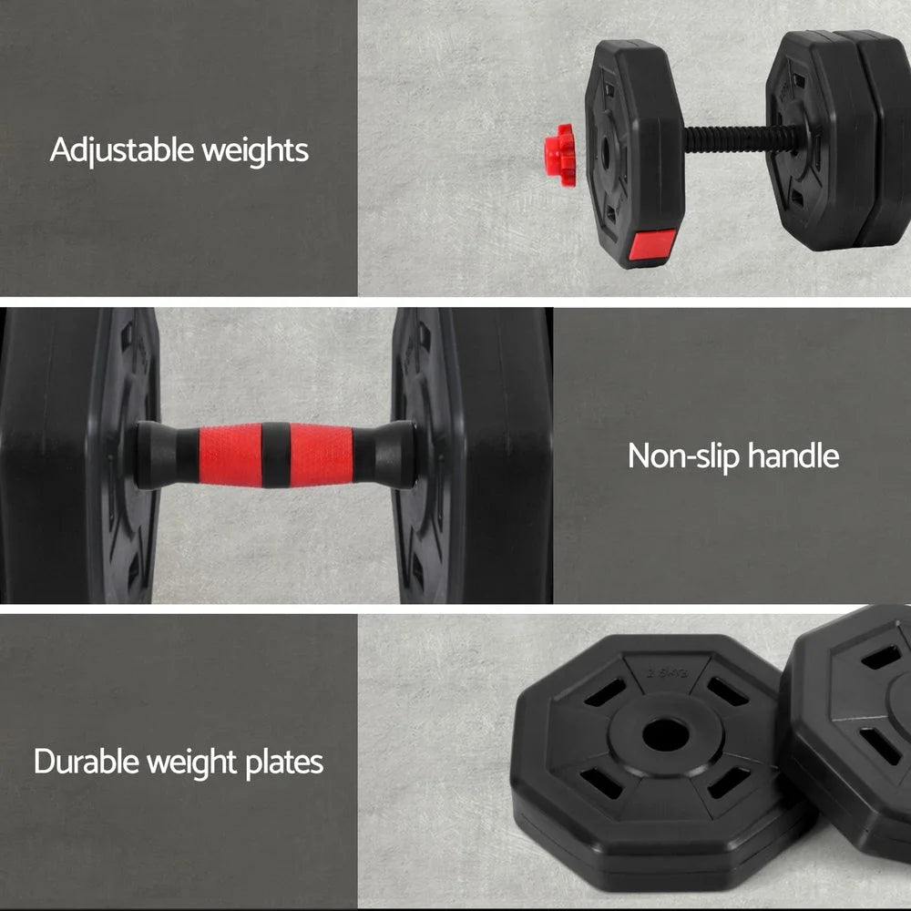 Everfit 40kg Adjustable Dumbbell Barbell Set Weight Plates