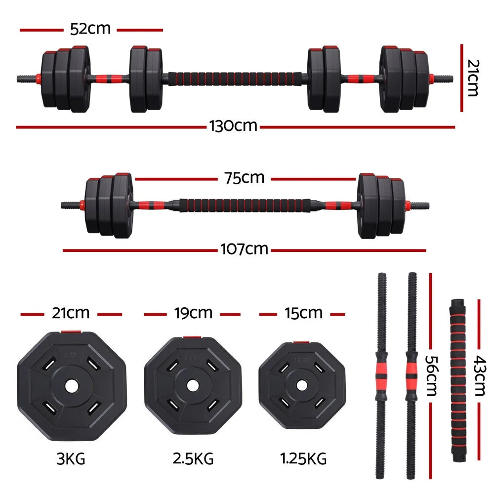Everfit 40kg Adjustable Dumbbell Barbell Set Weight Plates
