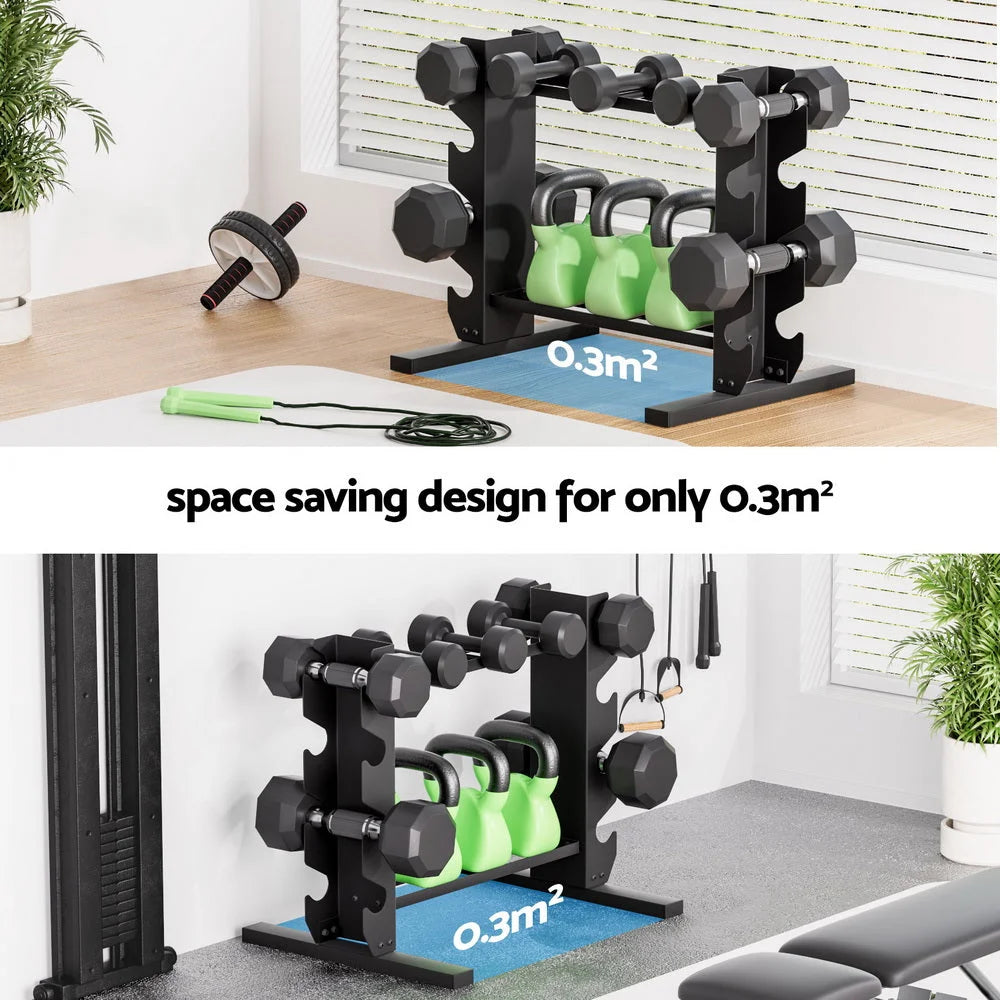 Everfit Dumbbells Rack Dumbbell Kettlebell Stand Home Gym