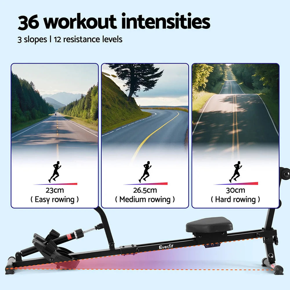 Everfit Hydraulic Rowing Machine Rower 12 Levels Resistance