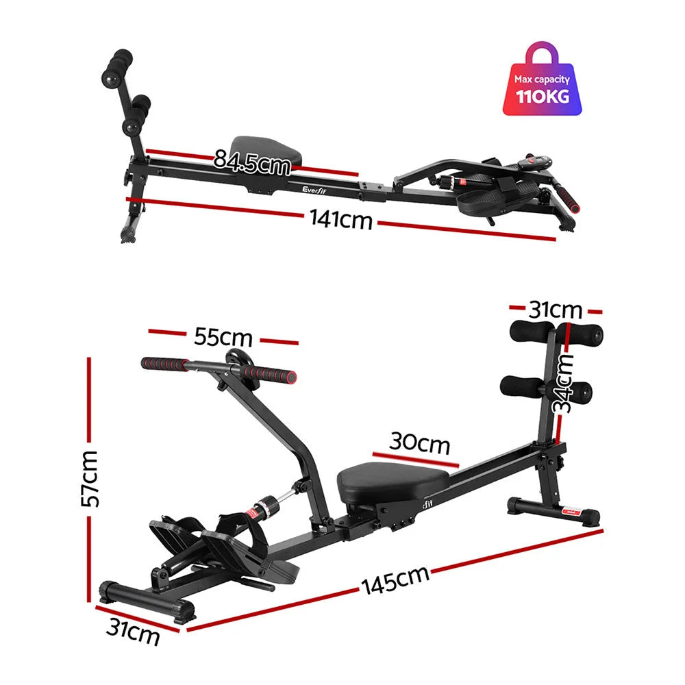 Everfit Hydraulic Rowing Machine Rower 12 Levels Resistance