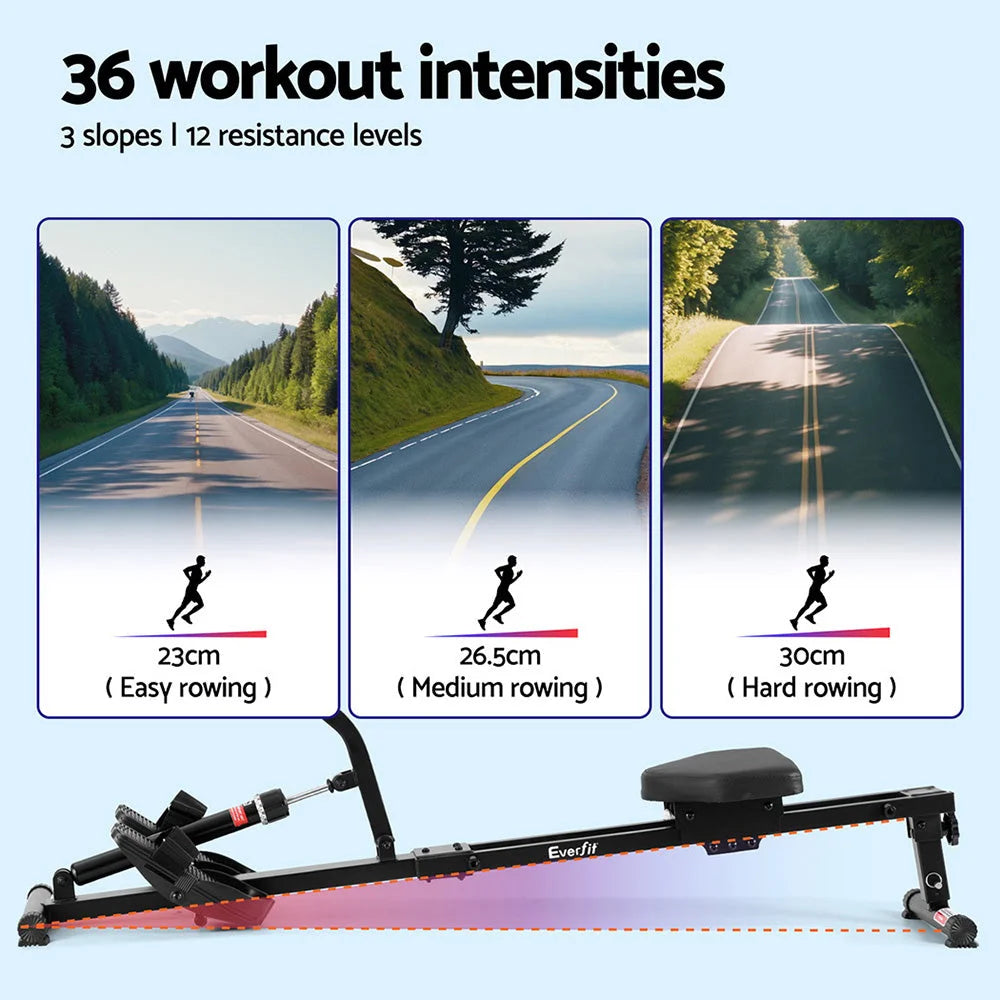 Everfit Hydraulic Rowing Machine Rower 12 Levels Resistance