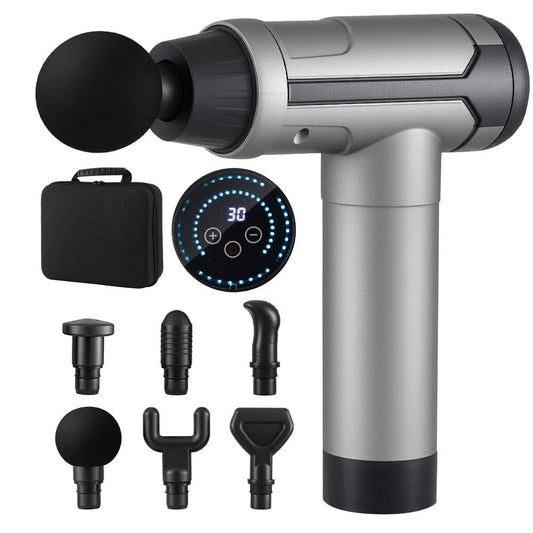 Black Massage Gun Speed 6 Heads Vibration Muscle Massager Chargeable