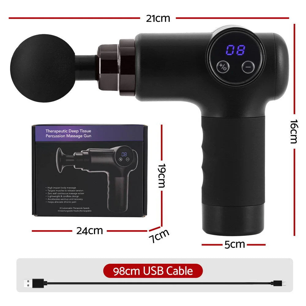 Everfit Massage Gun 8 Speed 4 Heads Vibration Muscle