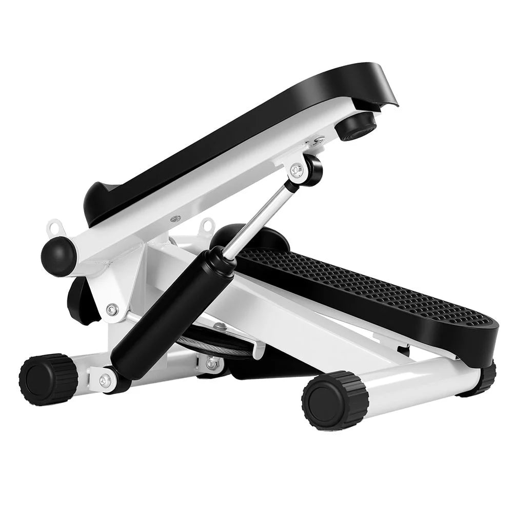 White mini stepper resistance with rope aerobic exercise