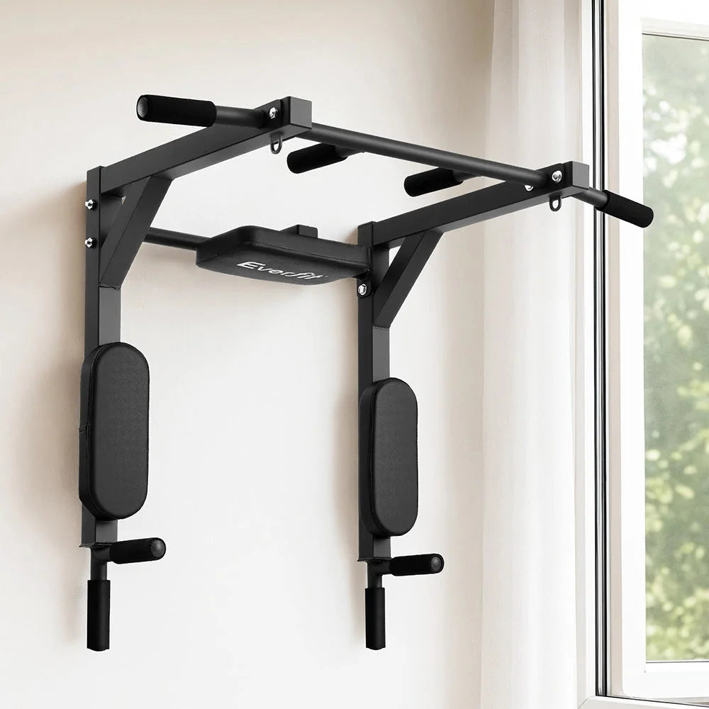 Everfit Pull Up Bar Dip Station Multi Gym 150kg Home Power