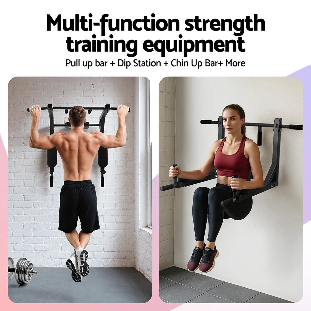 Everfit Pull Up Bar Dip Station Multi Gym 150kg Home Power