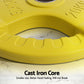 Yellow everfit weight plates with key surfaces and edge shape