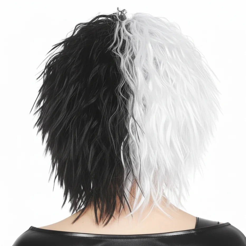 EVIL LADY WIG Messy Curly Hair Costume Dalmatian Villain
