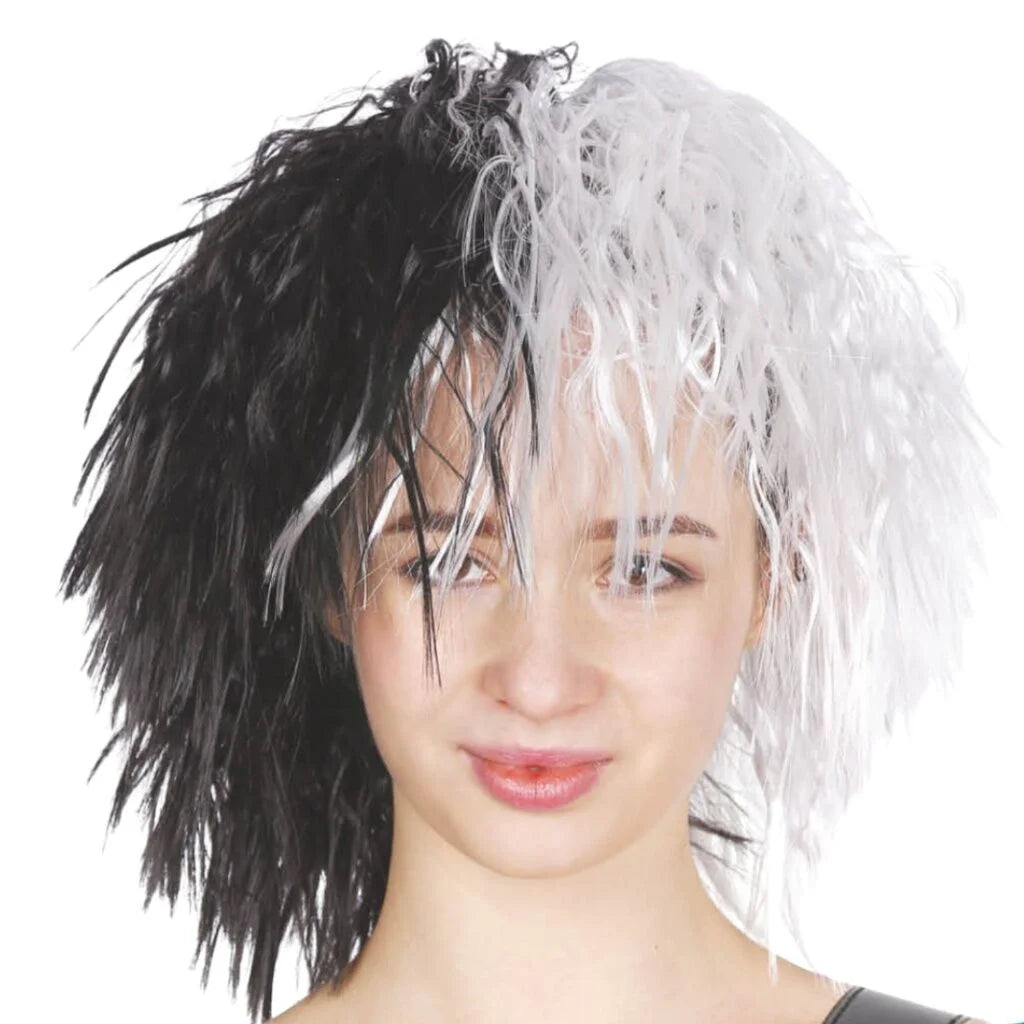 EVIL LADY WIG Messy Curly Hair Costume Dalmatian Villain