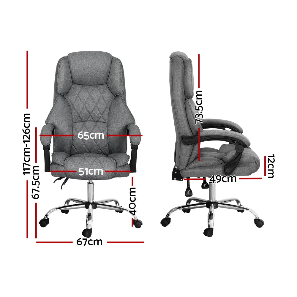 Executive Office Chair Fabric Recliner - Grey