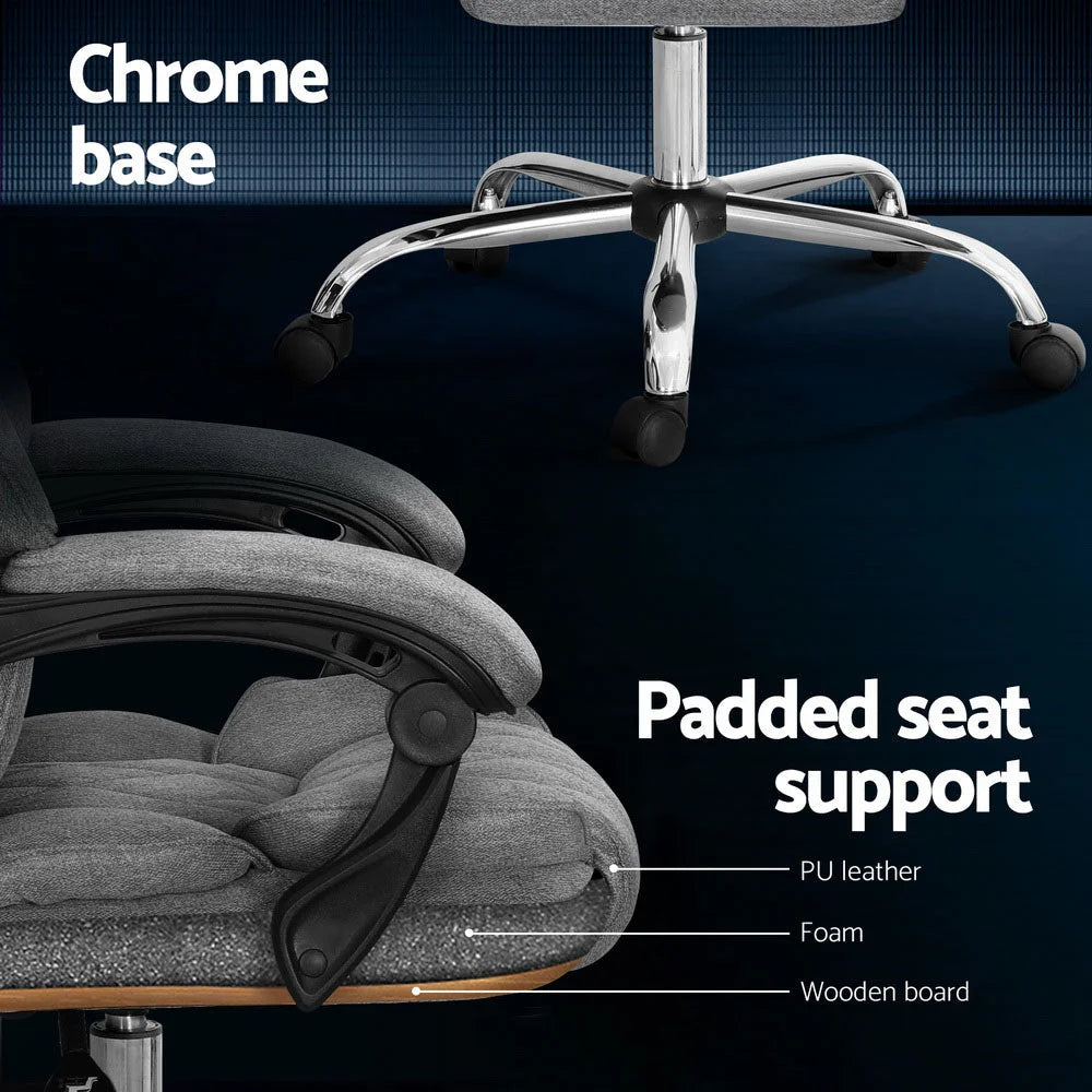 Executive Office Chair Fabric Recliner - Grey