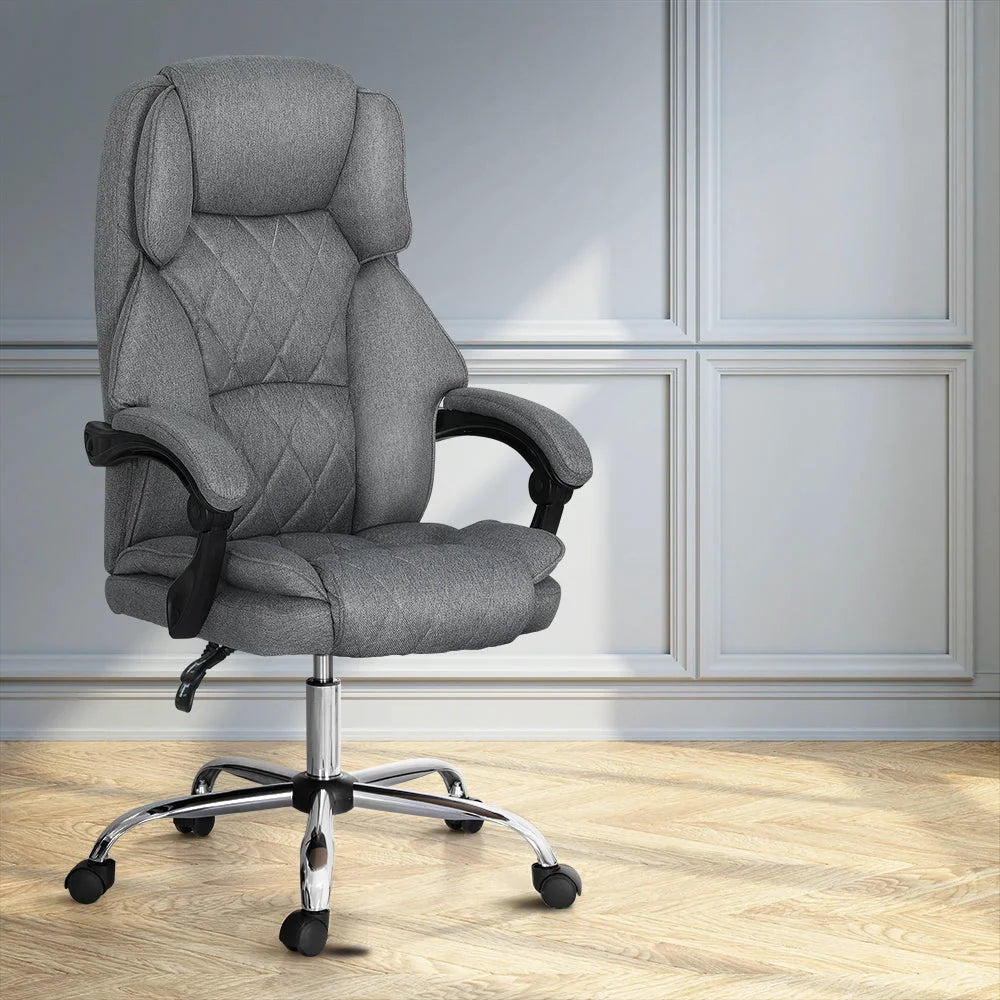 Executive Office Chair Fabric Recliner - Grey