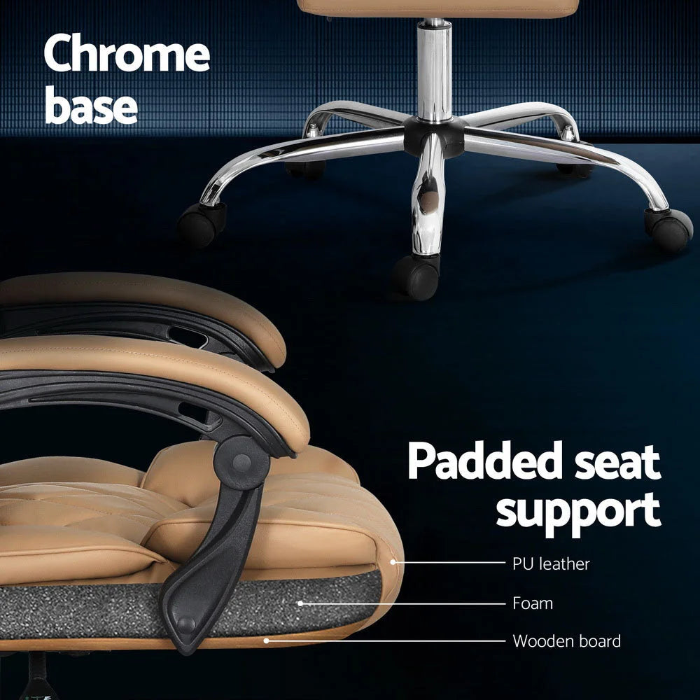 Executive Office Chair Leather Recliner - Espresso