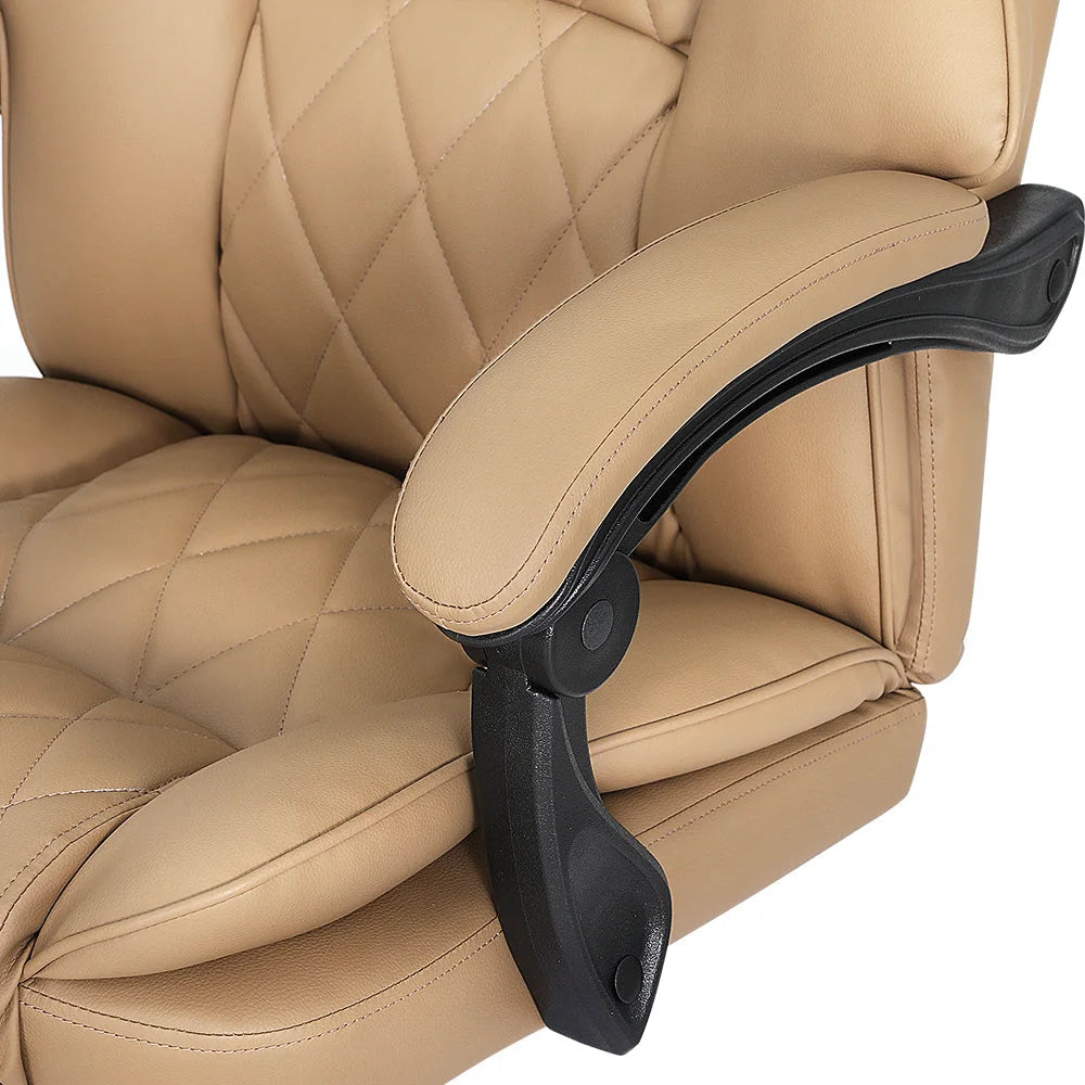 Executive Office Chair Leather with Footrest - Espresso