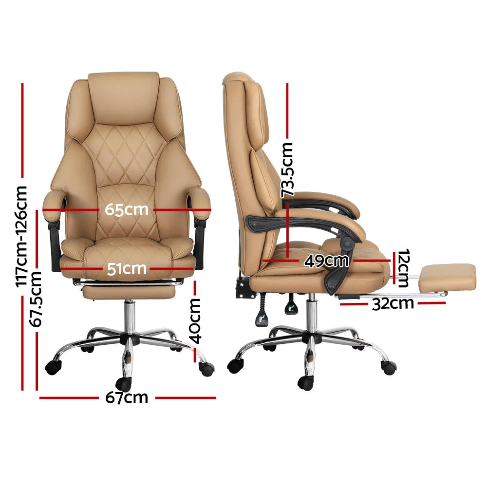 Executive Office Chair Leather with Footrest