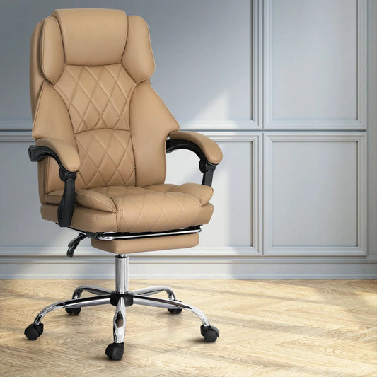 Leather Executive Office Chair Footrest Espresso