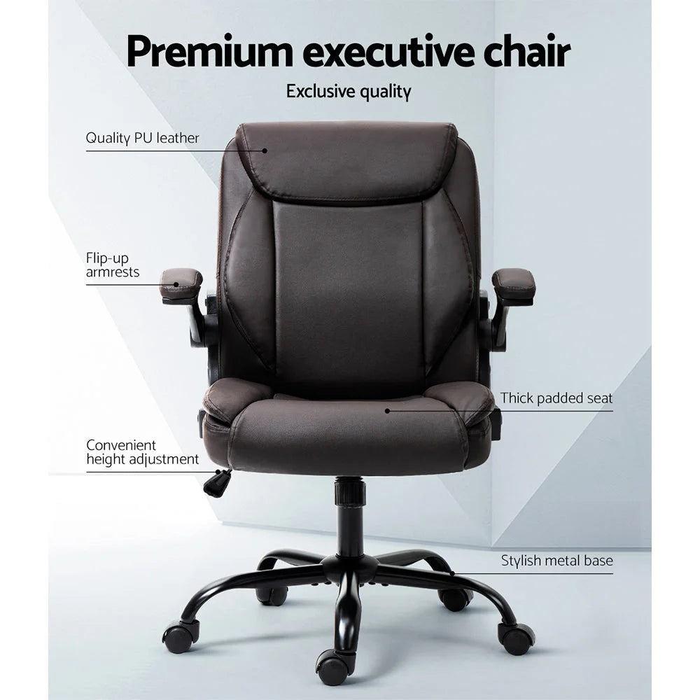Executive Office Chair Mid Back - Brown