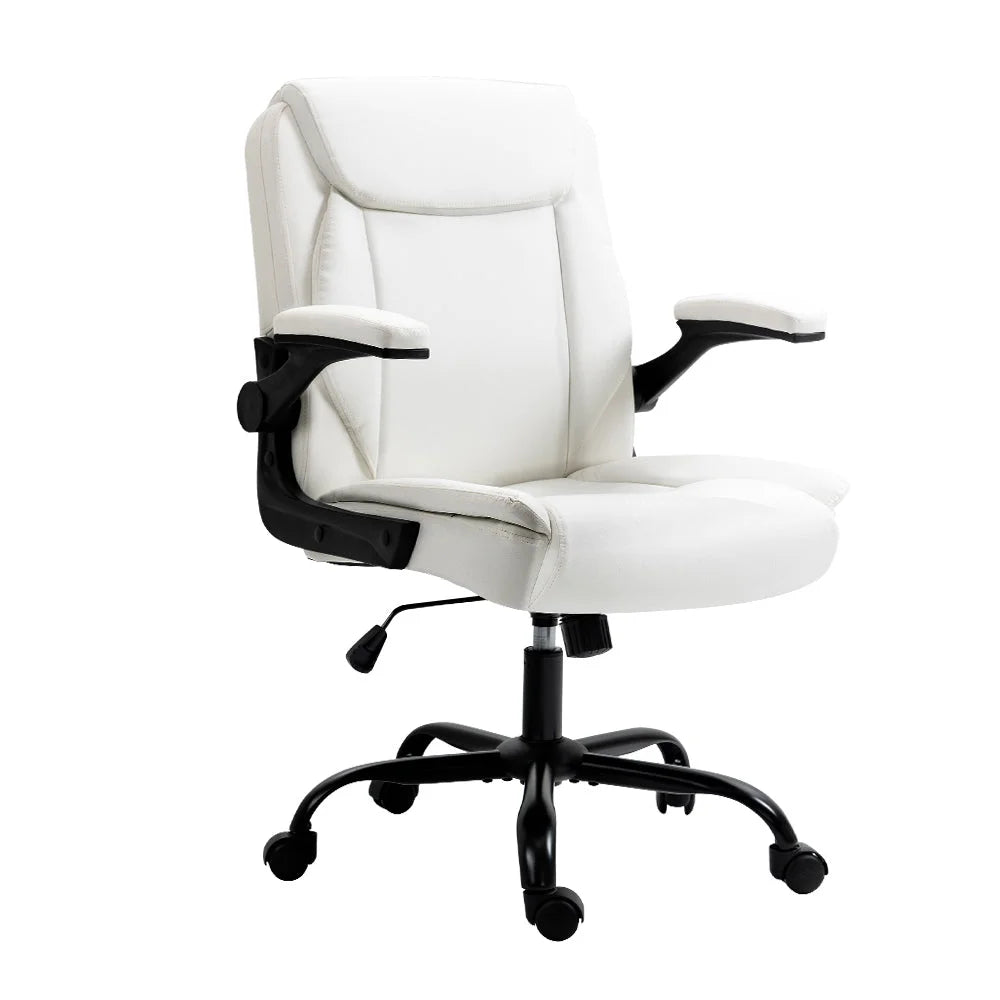 Executive Office Chair Mid Back - White