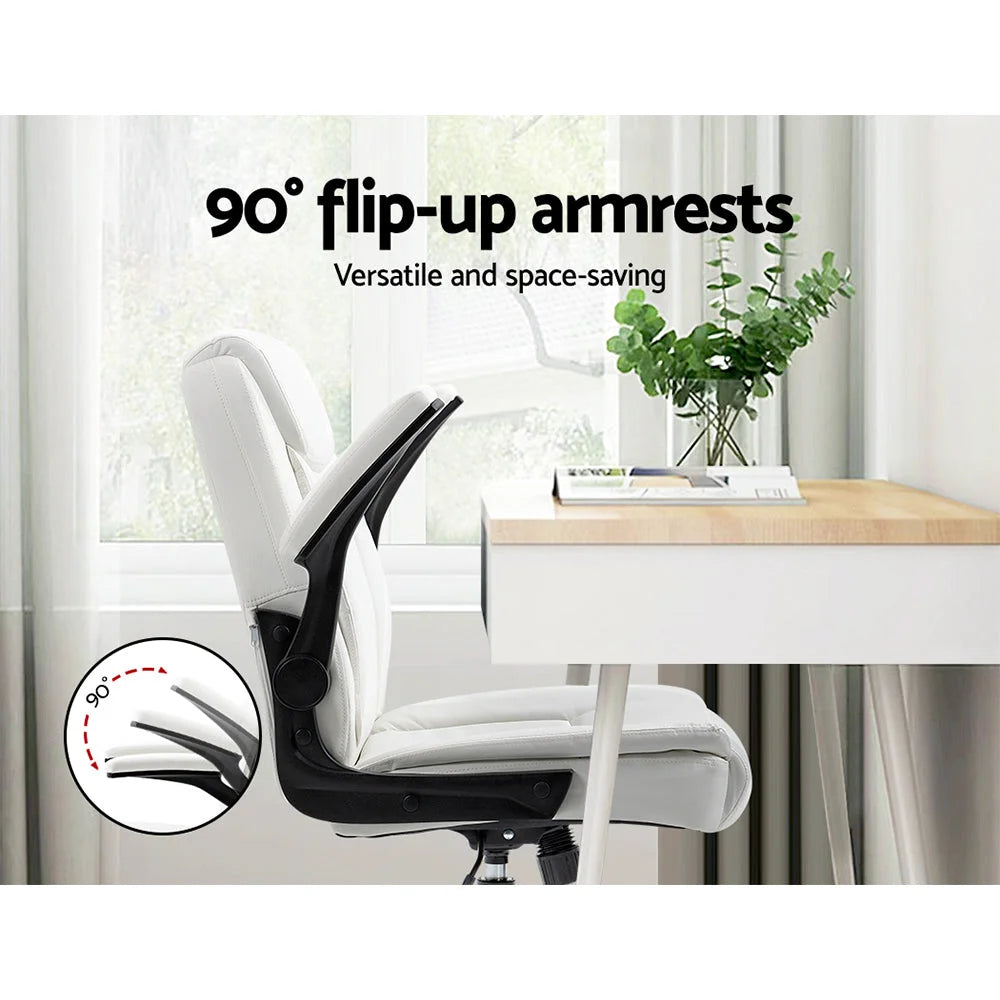 Executive Office Chair Mid Back - White