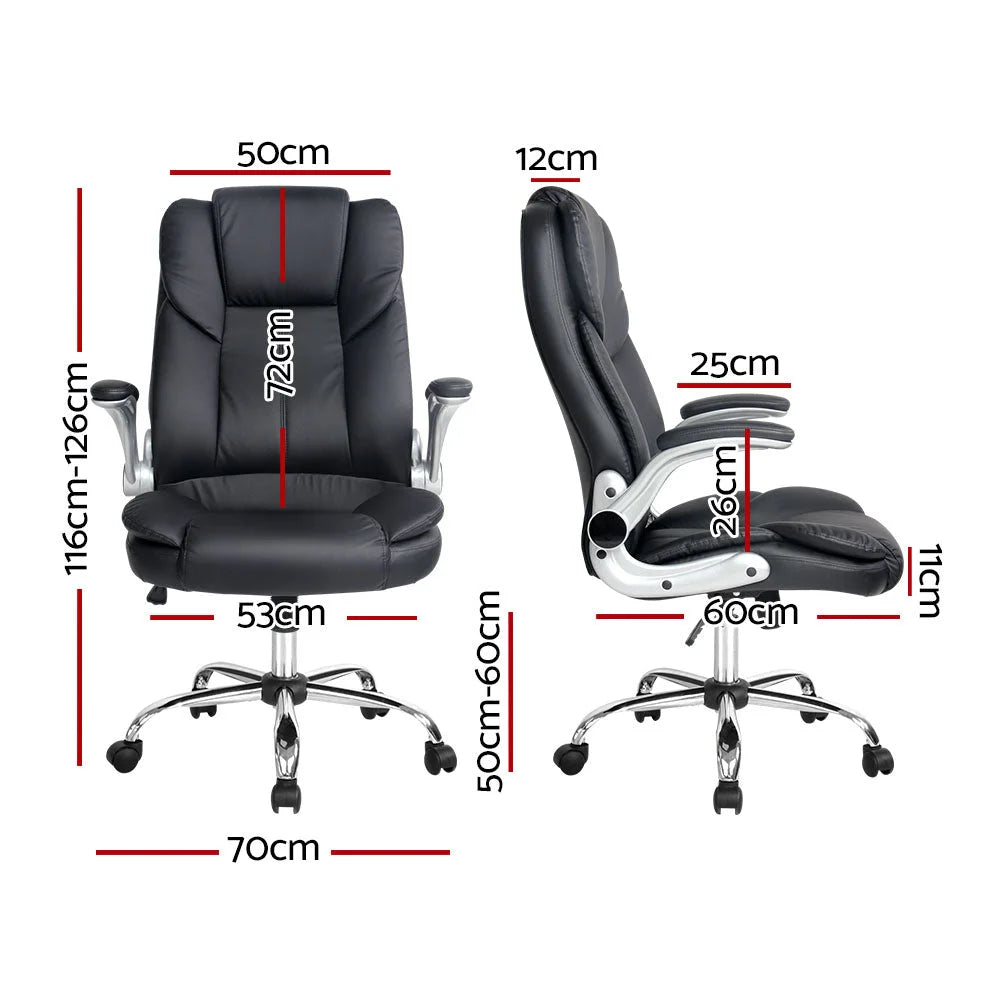 Executive Office Desk Chair PU Leather - Black - Office