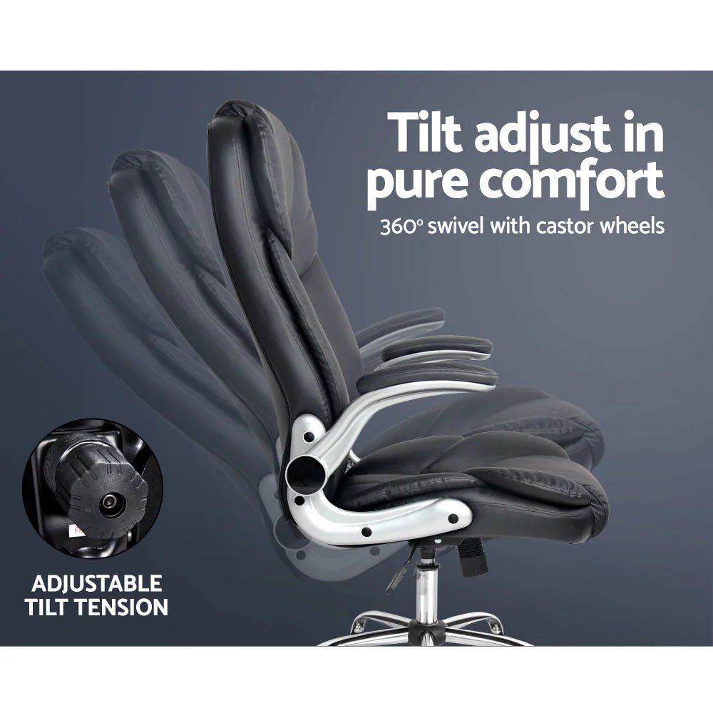 Executive Office Desk Chair PU Leather - Black - Office