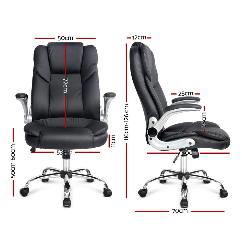 Executive Office Desk Chair PU Leather - Black - Office