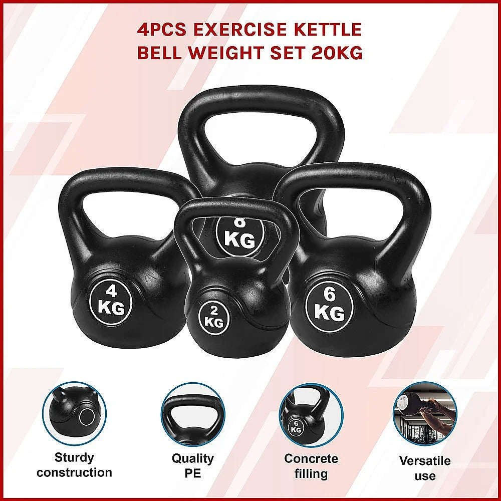 Exercise Kettlebell Weight Set 4pcs - 20KG - Fitness