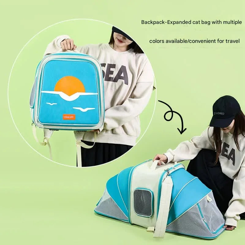 Expandable Pet Carrier Backpack for Cats & Small Dogs