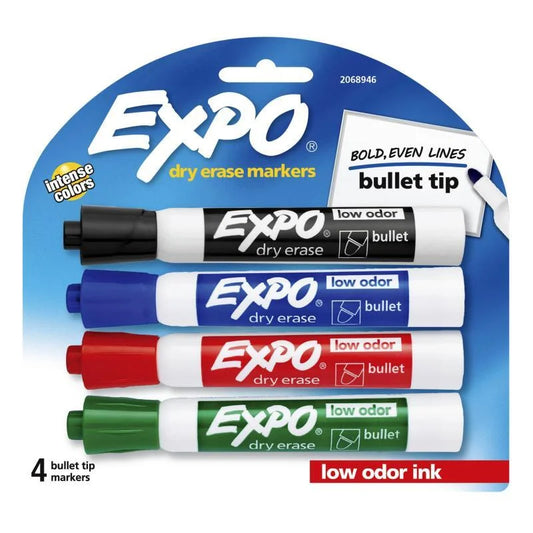 EXPO Whiteboard Marker Bullet Tip Assorted Pack of 4 - Box