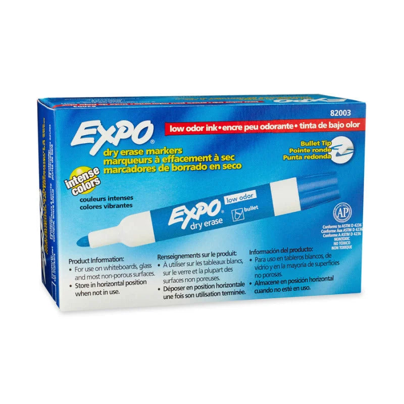 EXPO Whiteboard Marker Bullet Tip Blue - Box of 12