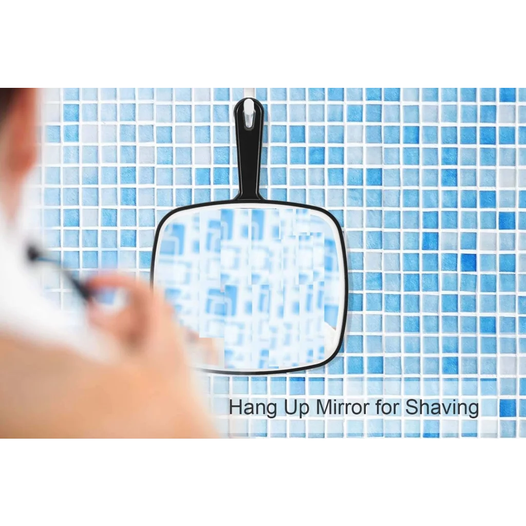 Extra Large Black Handheld Mirror with Handle (31,5 x 23