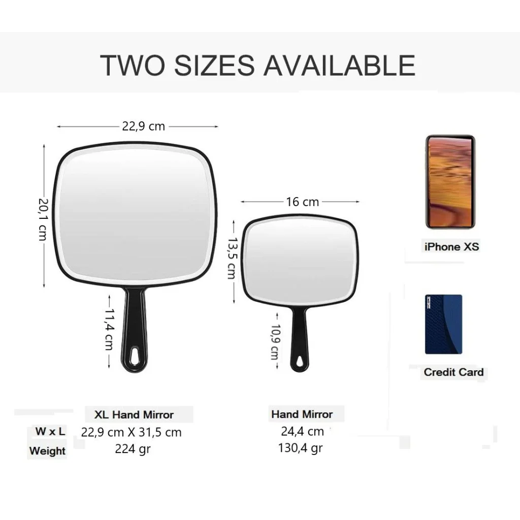 Extra Large Black Handheld Mirror with Handle (31,5 x 23