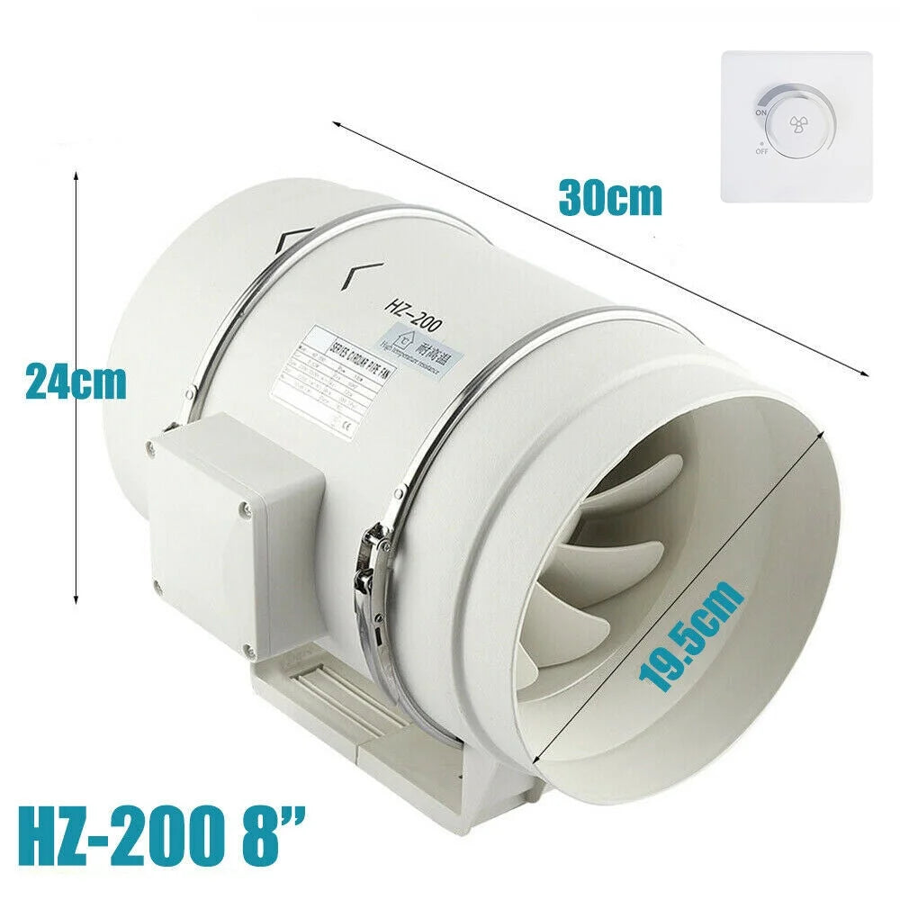 Extractor Fan 8-Inch Duct Hydroponic Inline Exhaust Vent