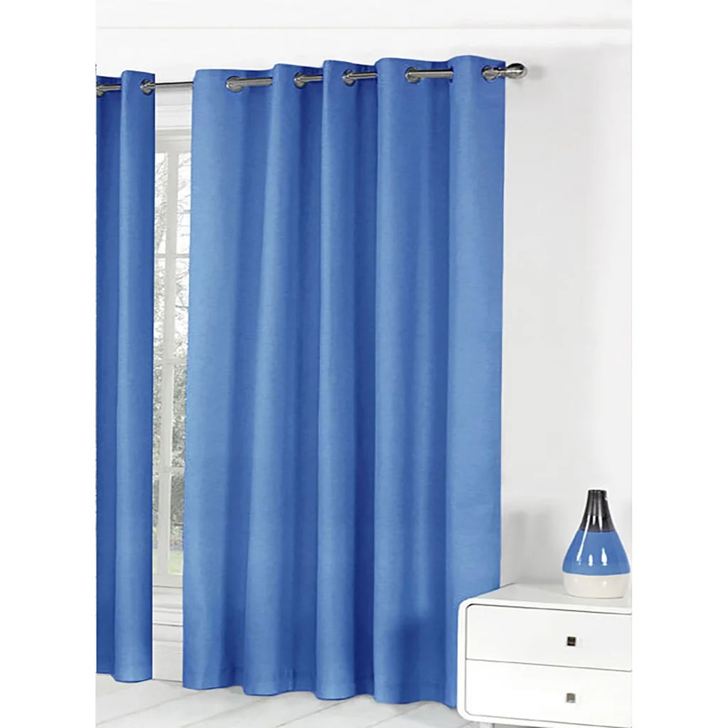 Eyelet Curtains Bloomington Easy Care Blue Pair 180 x 221