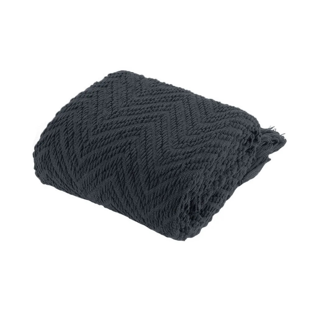Ezra Charcoal Knitted Throw Rug - Artex - Home & Garden