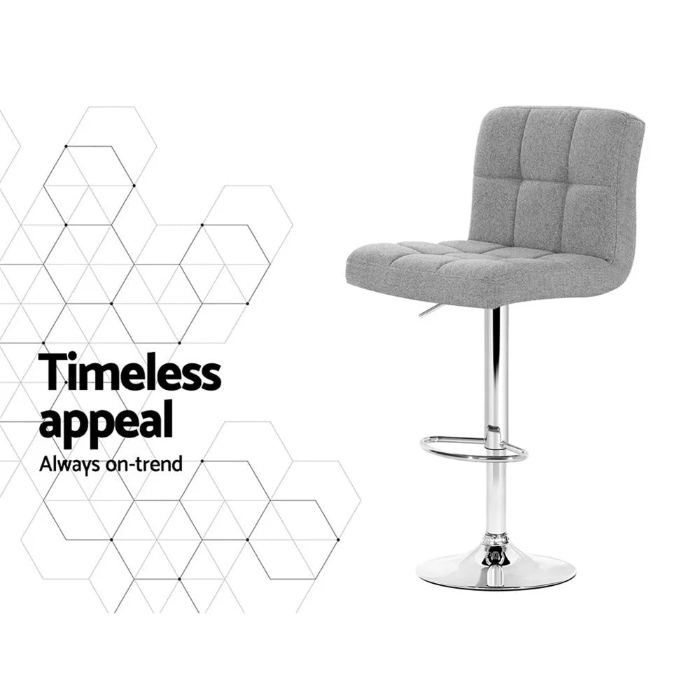 Fabric Bar Stools Set of 4 NOEL Kitchen Chairs Swivel Bar