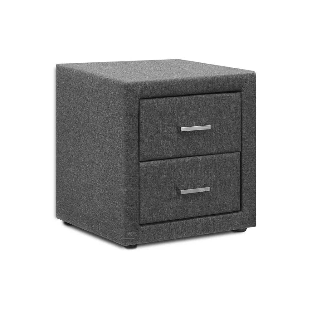 Fabric Bedside Table Grey - Bedroom