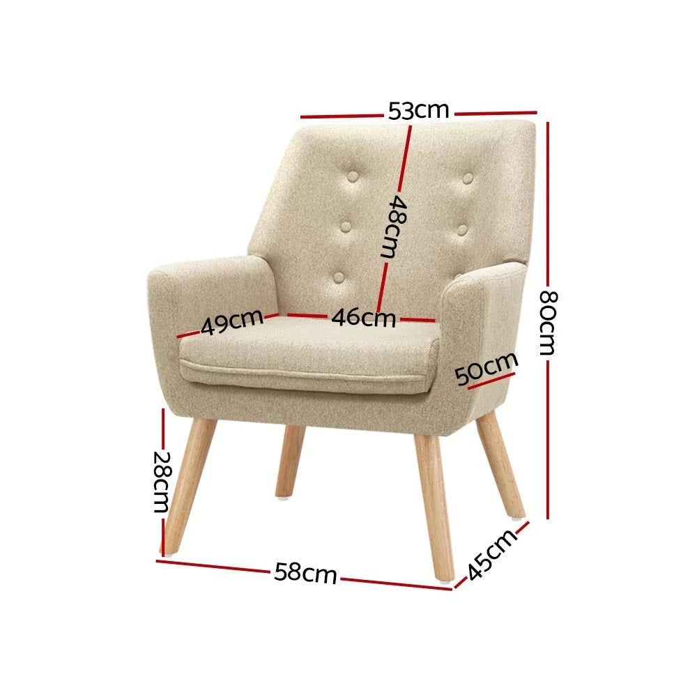 Fabric Dining Armchair Beige - Living Room