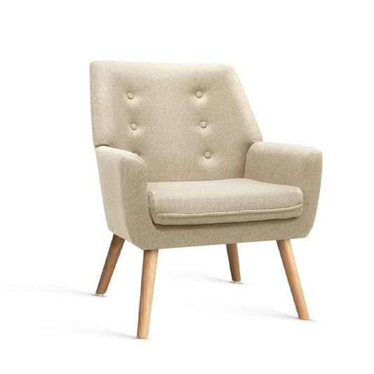Fabric Dining Armchair Beige - Living Room