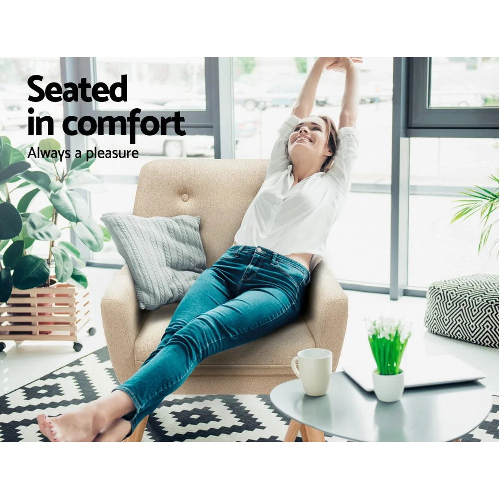 Fabric Dining Armchair Beige - Living Room