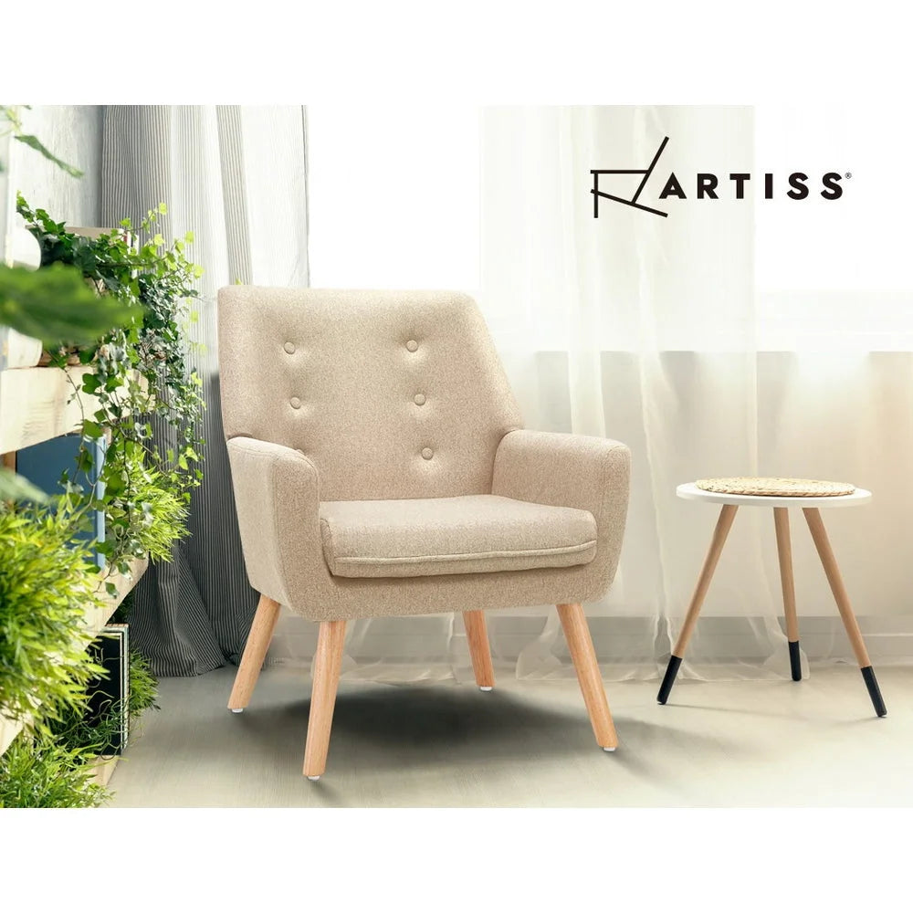 Fabric Dining Armchair Beige - Living Room