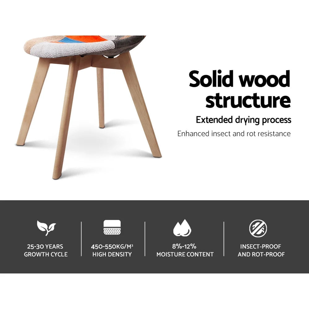 Fabric Dining Chair (Set of 2) Retro Beech Multi-Color