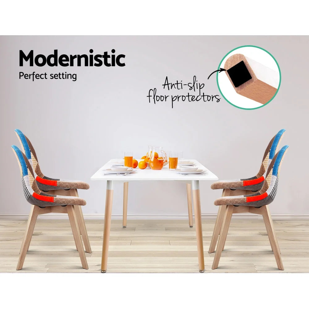 Fabric Dining Chair (Set of 2) Retro Beech Multi-Color