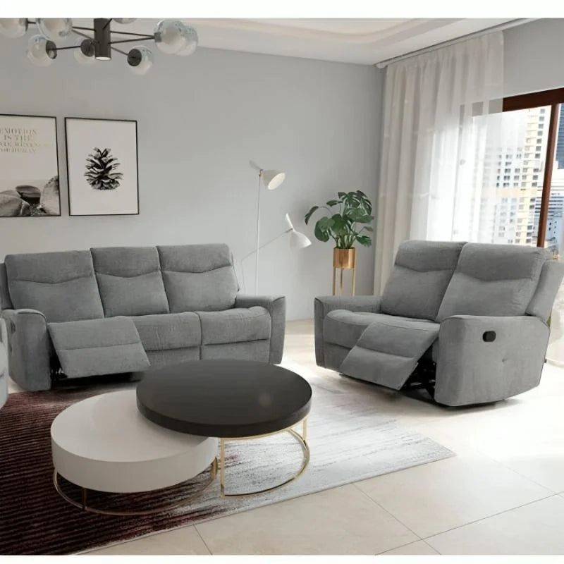 Fabric Motion Recliner Sofa Set Cosmic Light Gray Manual 3